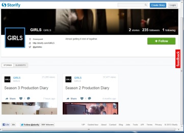 A screenshot of the "Girls" Storify page.